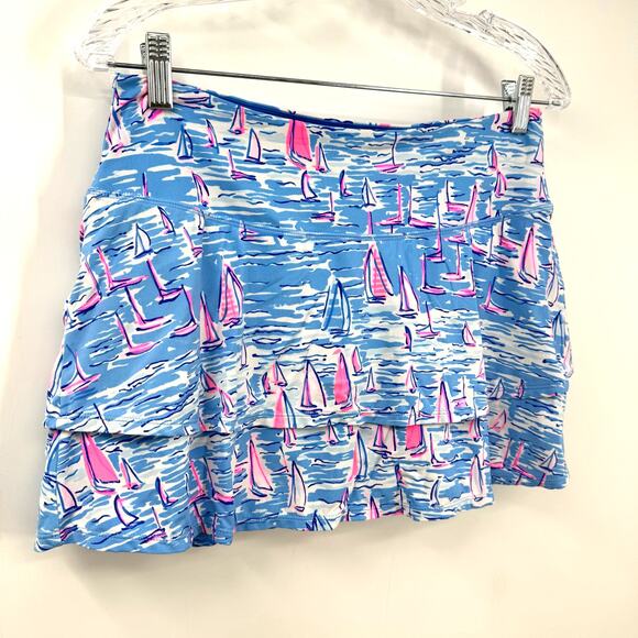 Lilly Pulitzer Luxletic Skort M Adlai Boatylicious Sailboat Tennis Pickleball - Picture 2 of 8